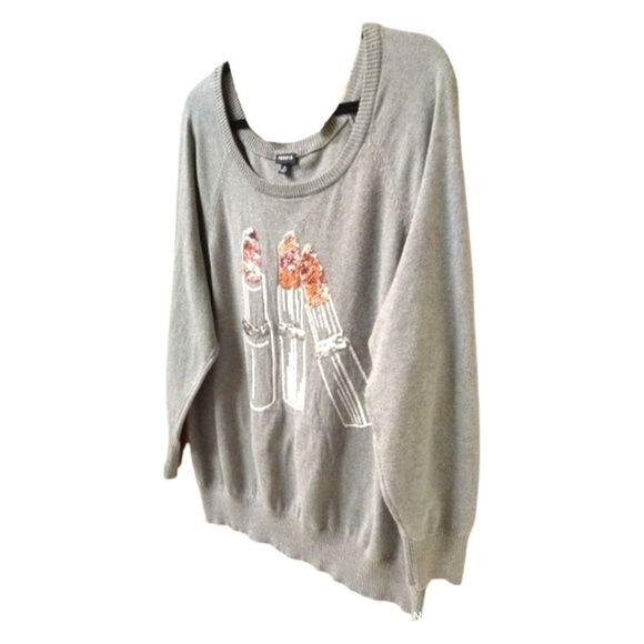 Torrid Plus Size New Lipstick Sleeve  Raglan Sweater. - Picture 6 of 15